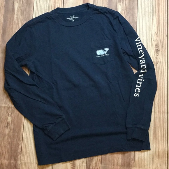 Vineyard Vines Whale Long Sleeve Tee Shirt in Navy, Light Blue and White - Picture 2 of 7